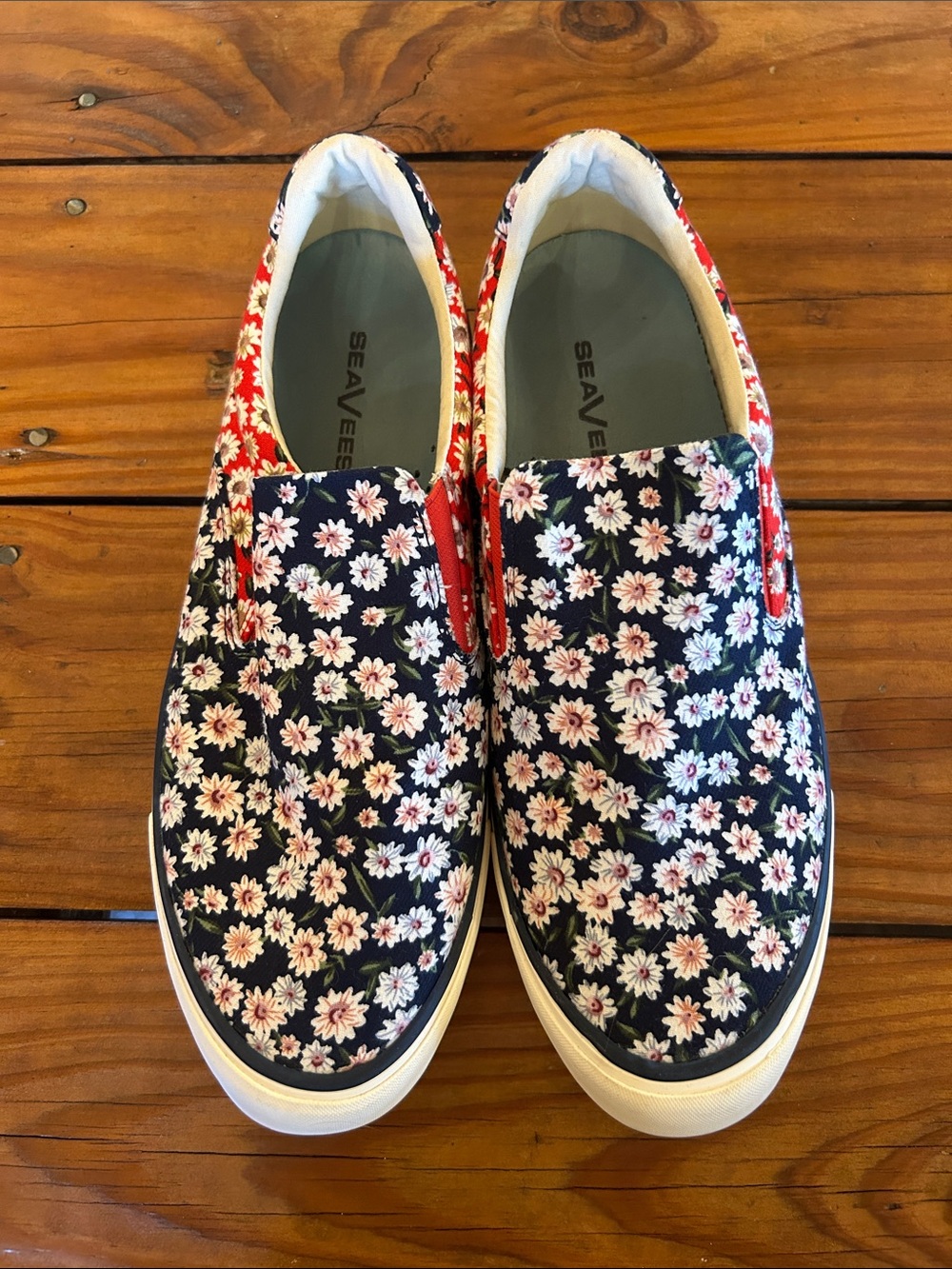 SeaVees Floral Hawthorne Slip-On Sneakers Daisy Patchwork Cotton Twill size 10